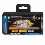 Staedtler - Pigment multiencre Stylo de brosse d'art 6er set gris Caram retail
