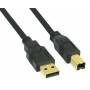 Inline - USB Anschlusskabel A/S-B/S 1.0m schwarz vergoldete Kontakte (34510S)