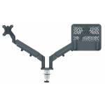 Esselte-leitz - LEITZ Notebook-Monitor-Halterung Ergo 65380089 dunkelgrau fr 1 Monitor und 1 Notebook, Tischklemme (65380089)
