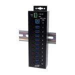 Exsys - EX-1510HMVS - Hub - 10 x USB 3,2 Gen 1 - an DIN-Schiene montierbar - Gleichstrom (EX-1510HMVS)