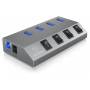 Icy Box - Schnellladegert 4-Port IcyBox USB 5V 20W IB-HUB1405 (g)