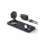 Anker - MagGo - Induktive Ladematte - 3-in-1 + AC-Netzteil - 25 Watt - Apple Fast Charge, IQ - Schwarz (B25M1311)