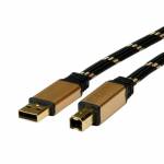 Roline - Roline Gold - USB-Kabel - USB (M) bis USB Typ B (M) - USB 2.0 - 3 m - Schwarz, Gold
