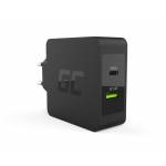 Green Cell - Green Cell - Netzteil - 45 Watt - PD 3.0 - 2 Ausgabeanschlussstellen (USB, 24 pin USB-C) - auf Kabel: USB-C - Schwarz (CHAR10)