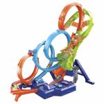 Hot Wheels - 4-Loopings Crash Gefahr Trackset, Rennbahn