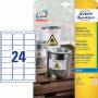 Avery - J4773 - Polyesteretiketten - wei - 33,9 x 63,5 mm - 240 Stck. (10 Bogen x 24) (J4773-10)