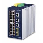 Planet - PLANET Industrial 16-Port PoE Switch 10/100/1000T 2xUP 2xSFP