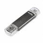 Hama Usb-stick Laetatwin 128gb - FlashPen Laeta Twin - USB-Flash-Laufwerk - 128GB - USB2.0 / micro USB - Grau (00114872)