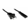 Lindy - - Stromkabel (110 Volt Wechselstrom) - NEMA 1-15 (M) - IEC 320 EN 60320 C7 - 2,0m - Schwarz (30424)
