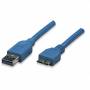 Techly - USB3.0 Kabel Stecker Typ A-Stecker Micro B, 2m blau