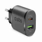 Sbs - PD Reiselader 25W USB-C/USB-A schwarz