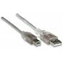 Manhattan - MANHATTAN USB Kabel A -> B St/St 1.80m silber