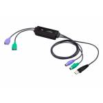 Aten - - Tastatur- / Video- / Maus- (KVM-) Kabel - USB, PS/2 (M) bis USB (W) - 80 cm - Schwarz [DE-Version, German Keyboard]