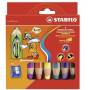 Stabilo - Stabilo Woody 3-in-1 Multi-talented Pencils With Sharpener - Assorted Colour, Pack Of 6