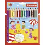 Stabilo - Stabilo Trio Thick Wallet Of 18 Colours With Sharpener- Triangular Colored Pencil