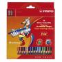 Stabilo - Stabilo Trio Thick Wallet Of 18 Colours With Sharpener- Triangular Colored Pencil
