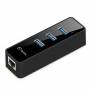 Fantec - UMP-3UE1000 - Netzwerkadapter - USB3.0 - Gigabit Ethernet x 1 + USB3.0 x 3 - Schwarz (1959)