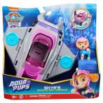 Spin Master - Paw Patrol Aqua Pups - Basis Fahrzeug im Rochen-Design mit Skye-Welpenfigur, Spielfahrzeug