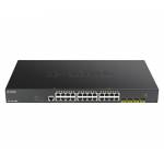 D-link - Conmutador D-Link DGS-1250-28XMP de 440 mm con 4 puertos SFP+/24 puertos GE PoE+ para venta al por menor