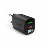 Sbs - PD Reiselader 30W USB-C/18W USB LCD GaN schwarz