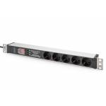 Digitus Pdu 1he 5x Schuko 16a Ausgnge 230v / 16a Schwarz - Digitus Socket strip with aluminum profile and switch, surge protection, integrated line filter, 5-way safety sockets, 2 m cable safety plug