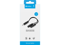 Sandberg - - Audio-Adapter - Mini-Phone Stereo 3,5 mm (W) - Mini-Phone Stereo 3,5 mm (M) - Schwarz (502-16)