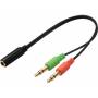 Sandberg - Head-Set Converter - Audio-Adapter - Mini-Phone 3,5 mm, 4-polig (W) - Mini-Phone 3,5 mm (M) (508-67)