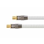 Python - SAT Antennenkabel, IEC/Koax Stecker an Buchse vergoldet, Schirmma 120 db, 75 Ohm, Nylongeflecht wei, 1m, PYTHON S