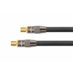 Python - SAT Antennenkabel, IEC/Koax Stecker an Buchse vergoldet, Schirmma 120 db, 75 Ohm, Nylongeflecht schwarz, 1m, PYTHON Seri
