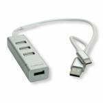 Roline - ROLINE 14.02.5037 hub de interfaz USB 2.0 480 Mbit/s Plata, Blanco
