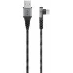 Wentronic - Adios USB-C? En USB-C? -Cable textil con conectores metlicos (gris espacial/plateado), 90, 0, 5 m (64655)