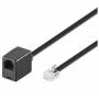 Wentronic - Goobay Modularverlngerungskabel, Schwarz, 10 m - RJ12-Stecker (6P6C) auf RJ12-Buchse (6P6C) (68261)