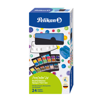 Pelikan - Deckfarbkasten ProColor 735, 24 Farben, schwarz/blau 2 abnehmbare Wasserboxen, 24 Farbsch�lchen, herausnehmbare - 1 St&uuml