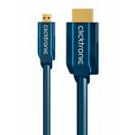 Clicktronic - Micro HDMI+Ethernet Adapter Cable (HDMI A/HDMI Micro D) - 5.0 m High Speed HDMI to Micro HDMI Adapter