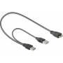 Delock - DELOCK USB3.0 Y-Kabel 2x A -> Micro-B St/St 0.60m
