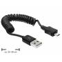 Delock - DELOCK USB Kabel A -> Micro-B St/St 0.20m-0.60cm Spiralkabe