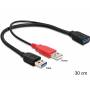 Delock - DELOCK USB3.0 Y-Kabel 2x A -> A St/Bu 0.30m