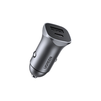 Ugreen - USB-C PD+USB-A QC 24W Fast Car Charger Gray