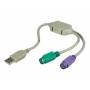 Microconnect - USB A/2 x PS/2, 0,3 m, 2x 6-p Mini-DIN, USB A, Mnnlich, Weiblich, Grau