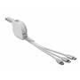 Delock - Cargar.USB-A>C/>Lightn. >/Micro-USB | 85850 Cable retrctil retrctil - Blanco