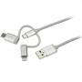 Startech - StarTech.com Cable Trenzado de 1m USB a Lightning USB-C y Micro USB - Cable Cargador para Telfono Mvil iPhone iPad Tablet
