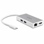 Startech - StarTech.com USB-C Multiport Adapter for Laptops - Power Delivery - 4K HDMI - GbE - USB 3.0 - Silver & White