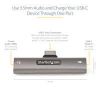Startech.com Usb C Audio & Charge Adapter, Usb-c Audio Adapt 10