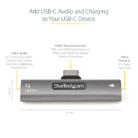 Startech.com Usb C Audio & Charge Adapter, Usb-c Audio Adapt 8
