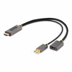 Startech - .com 1 英尺（30 厘米）HDMI 转 DisplayPort 适配器，Active 4K 60Hz HDMI 源转 DP 显示器适配器电缆，USB 总线供