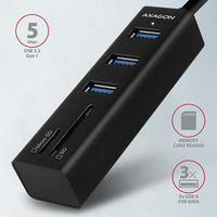 Axagon - Axagon HMA-CR3A - USB 3.2 Gen 1 (3.1 Gen 1) Type-A - USB 3.2 Gen 1 (3.1 Gen 1) Type-A - MMC Mobile - MicroSD (TransFlash) - Micr