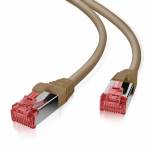 Helos - Cble patch S/ FTP (PIMF) CAT 6 brun, 2 m - Cble de raccordement entirement en cuivre avec protection troite contre les torsions - y compris description de la longueur sur RJ45
