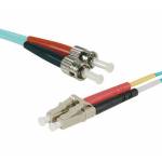 Exertis Connect - LWL Patchkabel Eco, 50/125 m, OM3-Faser, LC Duplex Stecker/ST Duplex Stecker, aqua, 2,0 m UPC UPC-Schliff (392732)