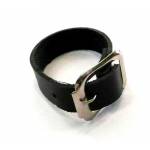 Peach - Fastening loop for luggage tags, leather, black 100