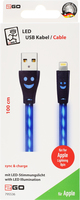 2go Usb Datenkabel Schwarz Mit Blauer Led-beleuchtung 100cm 1